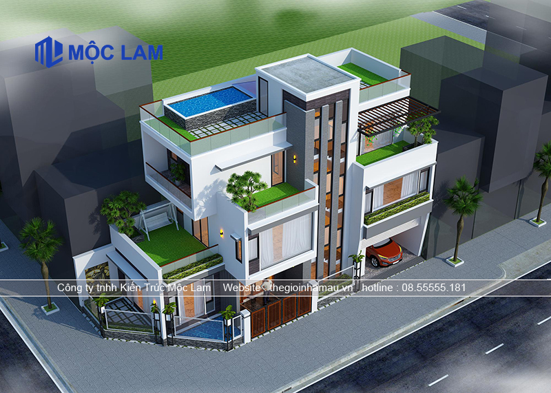 Mẫu Thiết Kế Nhà Lô Góc 3 Tầng Hiện Đại