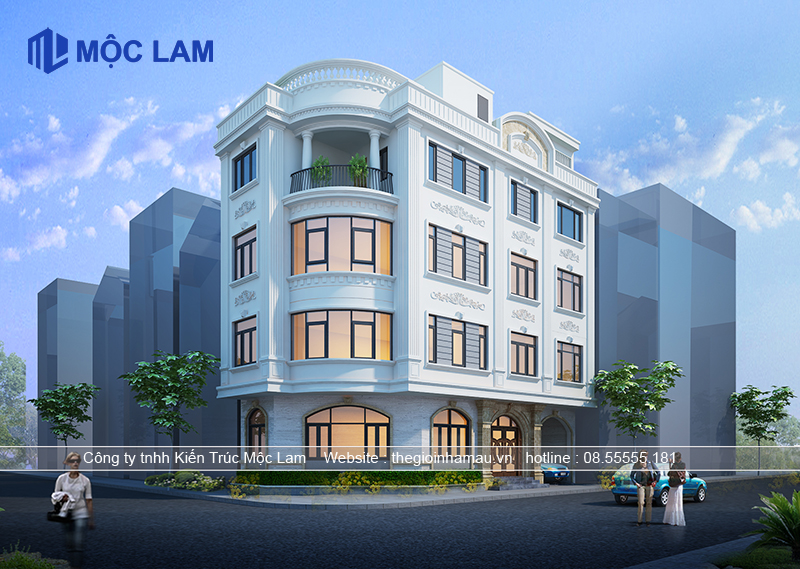 Mẫu thiết kế nhà 4 tầng lô góc đẹp