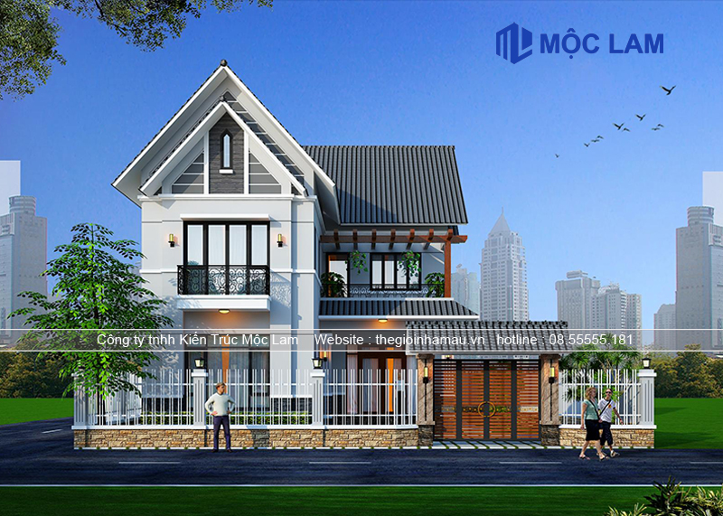 Bán Hồ Sơ Thiết Kế Nhà 2 Tầng Chữ L Mái Thái Đẹp