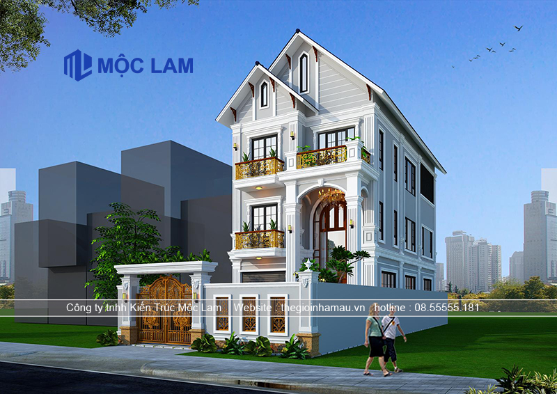 Bán Bản Vẽ Thiết Kế Nhà 3 Tầng Tân Cổ Điển
