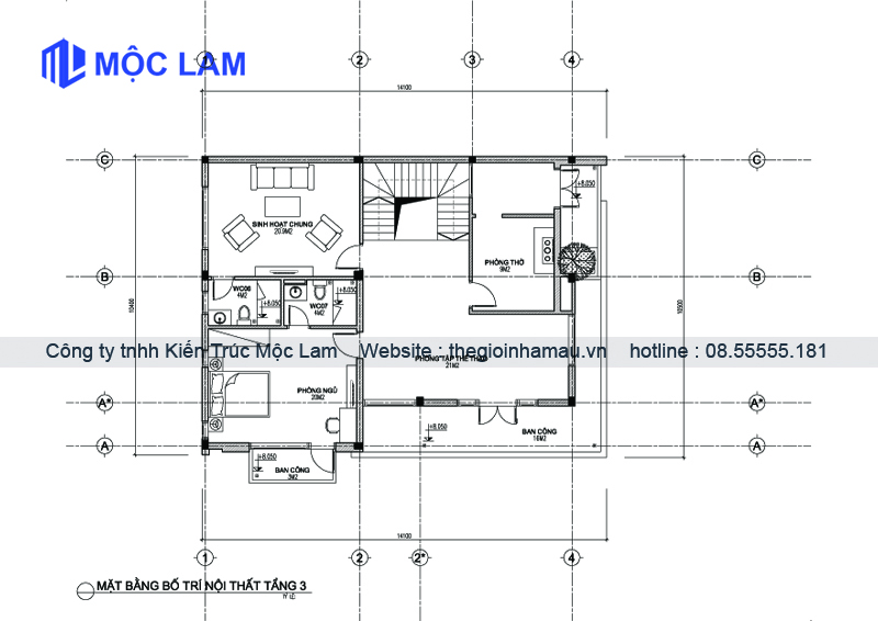 Mẫu Thiết Kế Mặt Bằng Nhà Lô Góc 3 Tầng