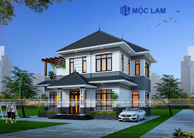 Mẫu nhà 2 tầng mái nhật đẹp