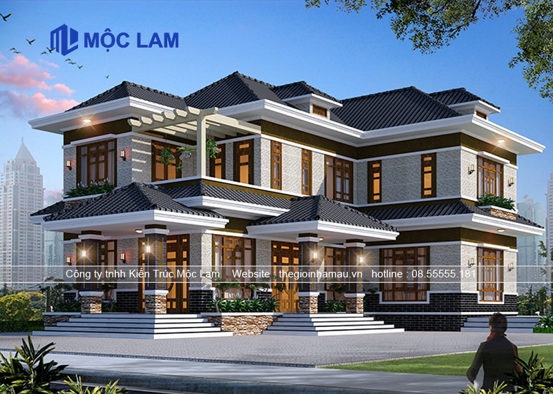 Mẫu Thiết Kế Mặt Bằng Biệt Thự 2 tầng Mái Nhật