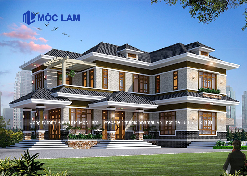 Mẫu Thiết Kế Biệt Thự 2 tầng Mái Nhật