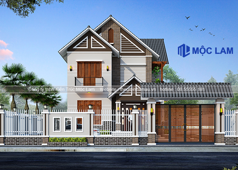 Mẫu nhà 2 tầng mái thái đẹp