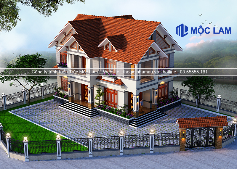Mẫu Thiết Kế Nhà Mái Thái 2 Tầng