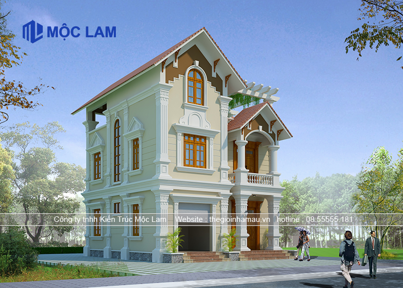 Phối Cảnh Mẫu Thiết Kế Biệt Thự Phố Tân Cổ Điển 3 Tầng