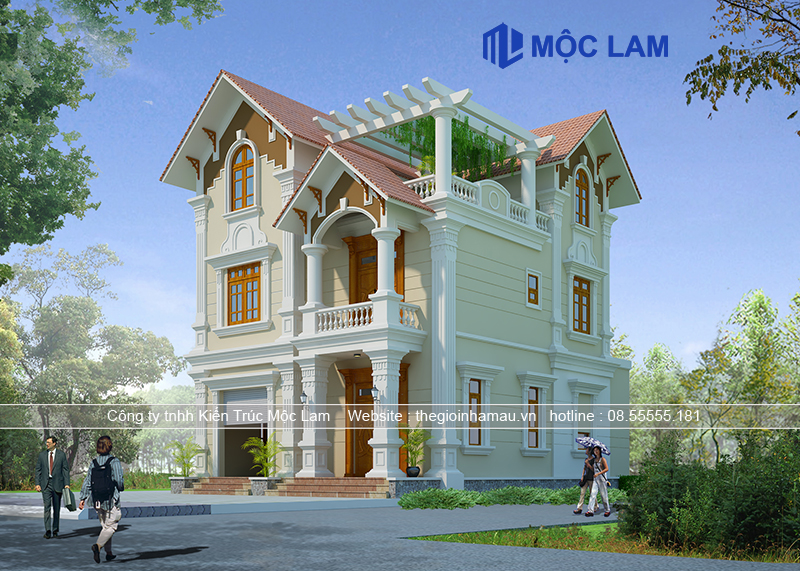 Mẫu Thiết Kế Biệt Thự Tân Cổ Điển 3 Tầng Mái Thái