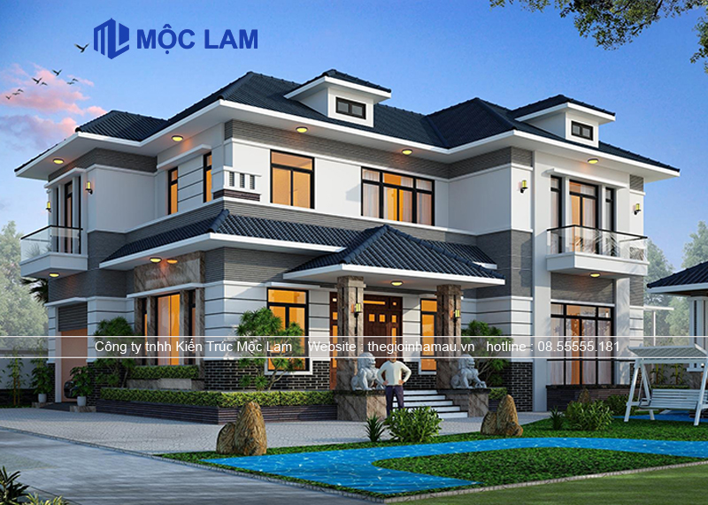 Phối Cảnh Mẫu Nhà 2 Tầng Mái Nhật Đẹp