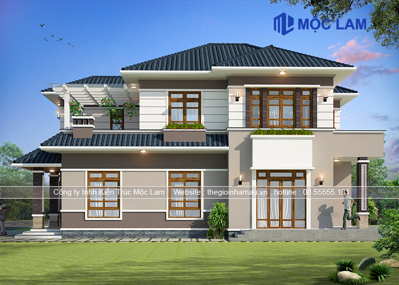 Phối Cảnh Nhà Mái Nhật 2 Tầng Đẹp