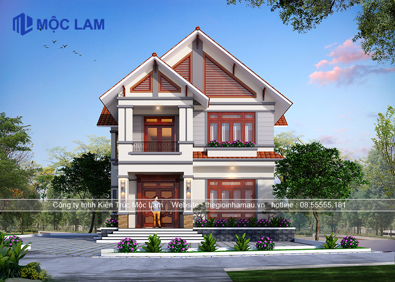 Mẫu Nhà Mái Thái 2 Tầng