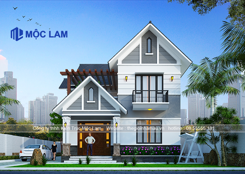Phối Cảnh Biệt Thự Mái Thái 2 Tầng