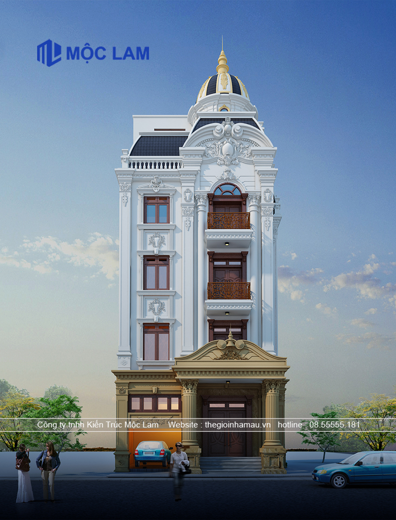 Mẫu Thiết Kế Biệt Thự Cổ Điển Pháp 5 Tầng