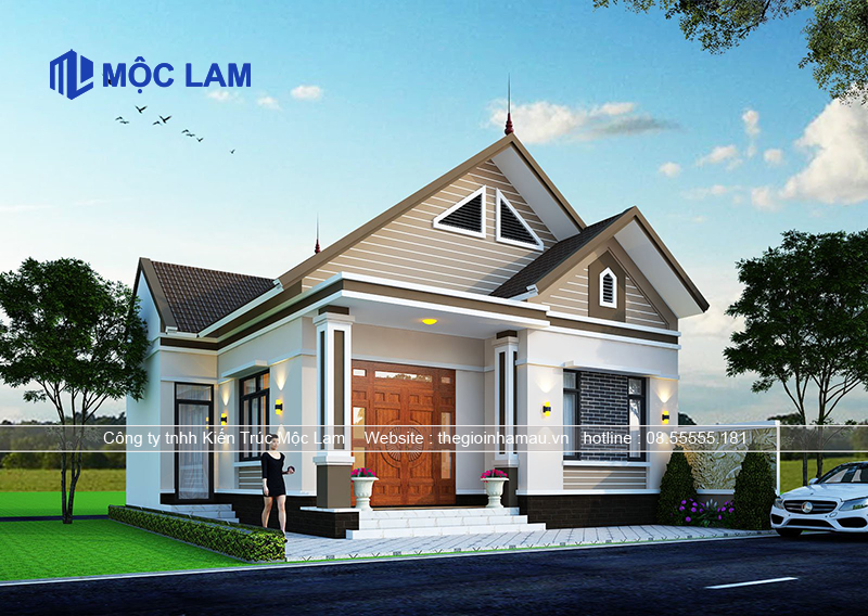 Bản vẽ nhà 1 tầng mái thái đẹp