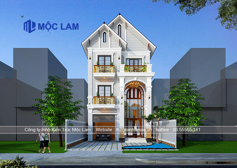 Mẫu Thiết Kế Nhà 3 Tầng Tân Cổ Điển Mái Thái