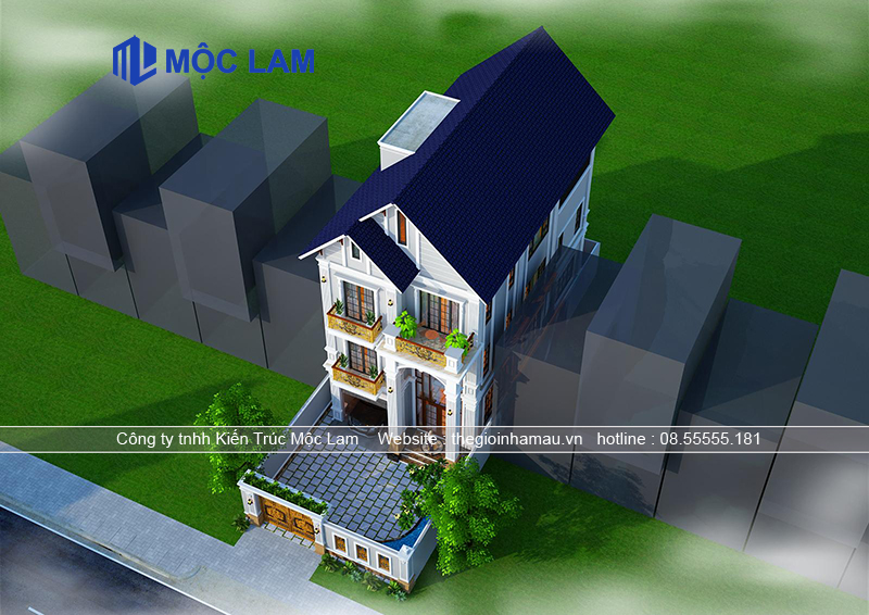 Mẫu Thiết Kế Nhà 3 Tầng Tân Cổ Điển Mái Thái