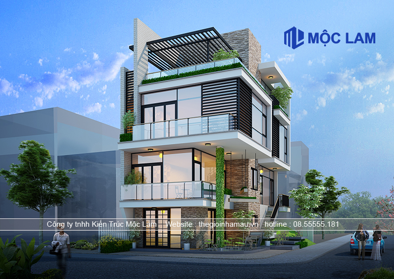 Mẫu Thiết Kế Biệt Thự Lô Góc 4 Tầng Hiện Đại