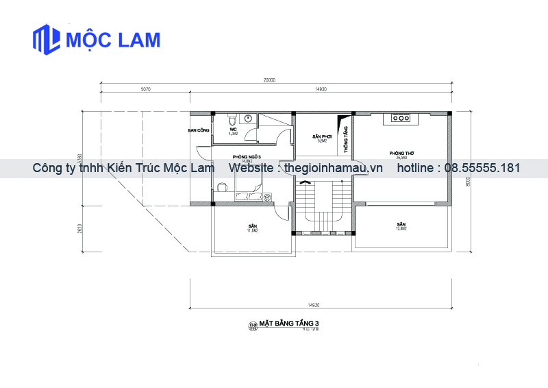 Mẫu Thiết Kế Mặt Bằng Nhà 3 Tầng Hiện Đại