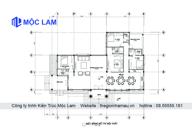 Mặt bằng nhà 1 tầng mái thái