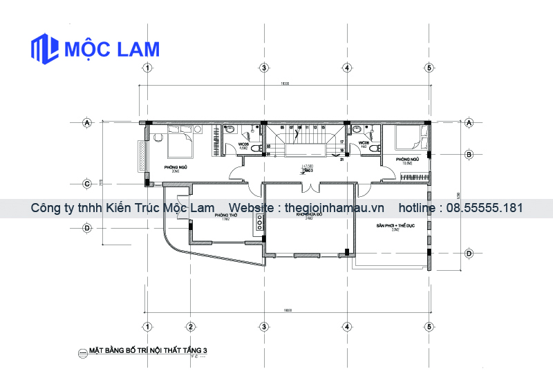 Mặt Bằng Tầng 3 Nhà Góc Phố 3 Tầng