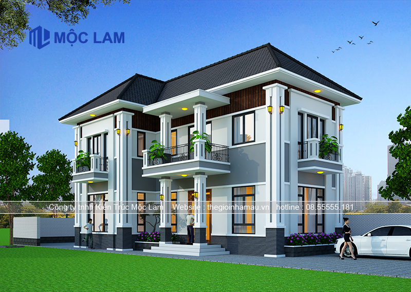 Mẫu Thiết Kế Nhà 2 Tầng Mái Thái 96m2