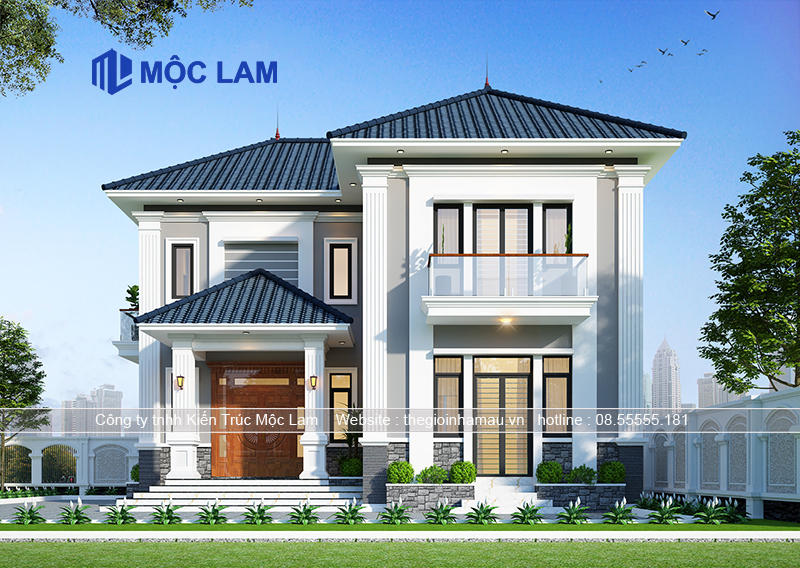 Bản vẽ nhà 2 tầng mái nhật đẹp
