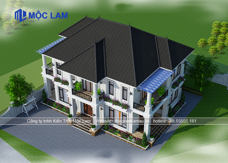 Mẫu Thiết Kế Nhà 2 Tầng Tân Cổ Điển Mái Nhật