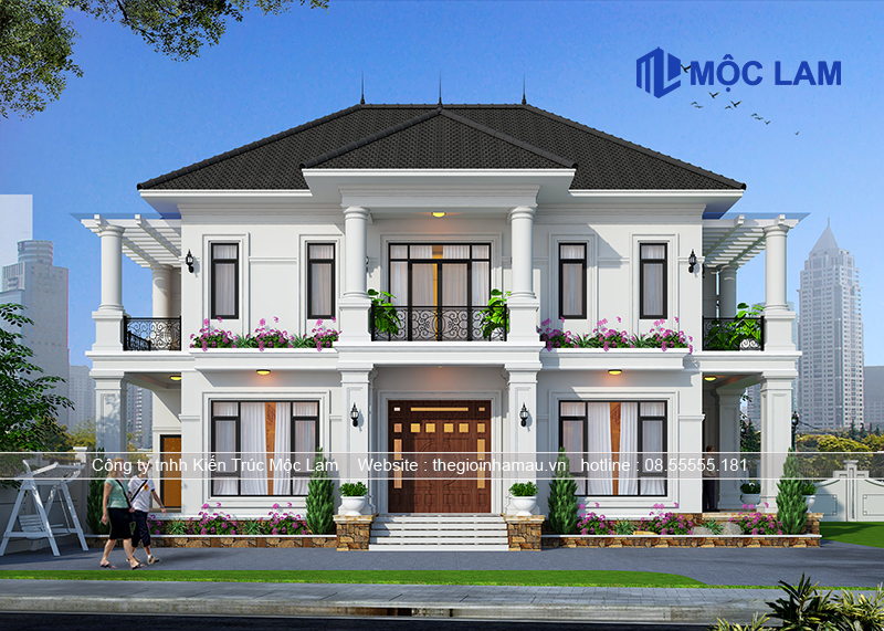 Mẫu Thiết Kế Nhà 2 Tầng Tân Cổ Điển Mái Nhật