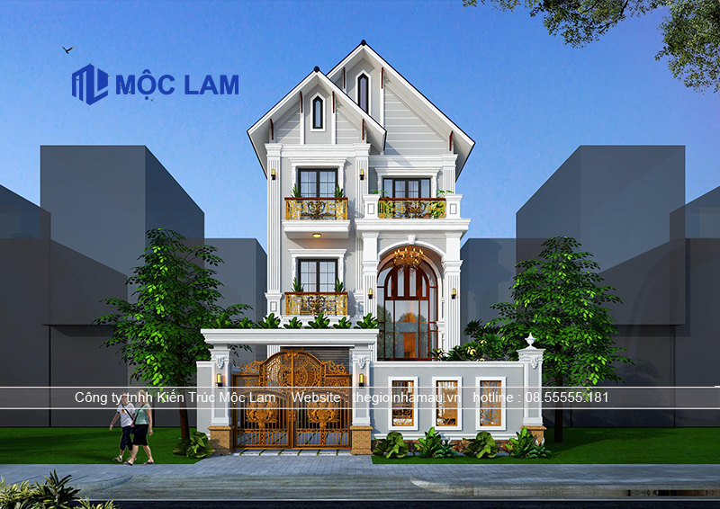 Mẫu Thiết Kế Nhà 3 Tầng Tân Cổ Điển Mái Thái