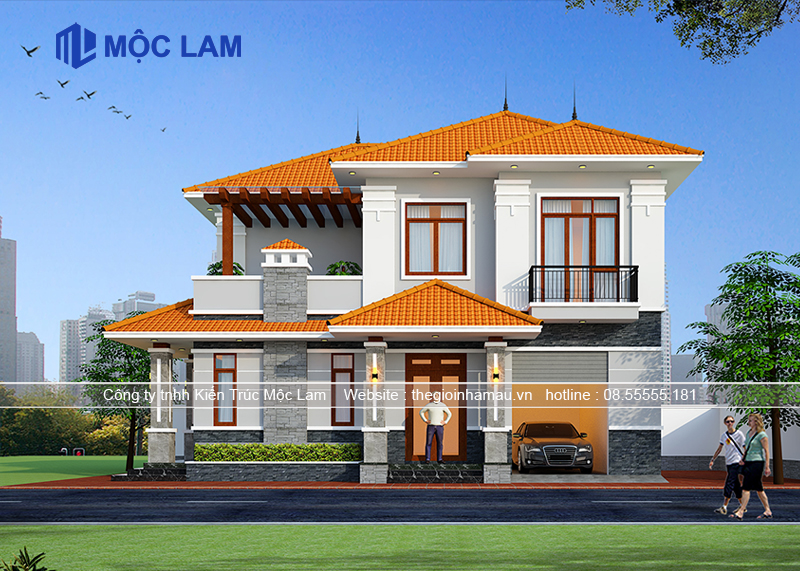 Nhà 2 tầng mái nhật đẹp