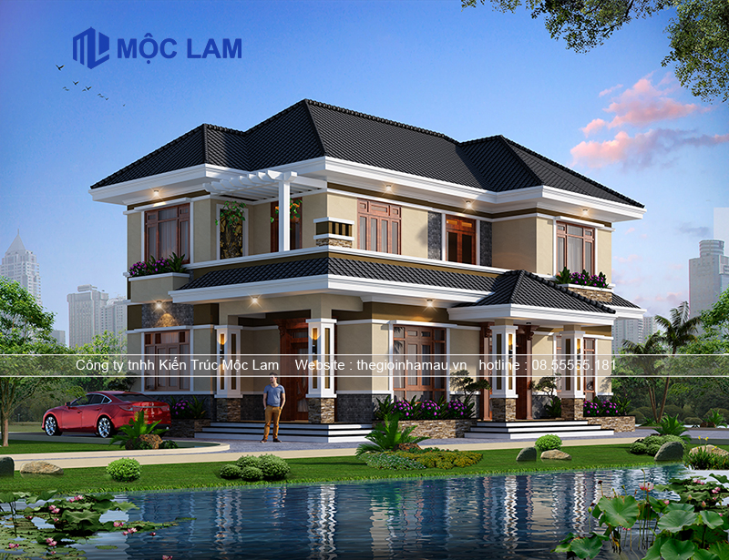 Mẫu nhà 2 tầng mái nhật