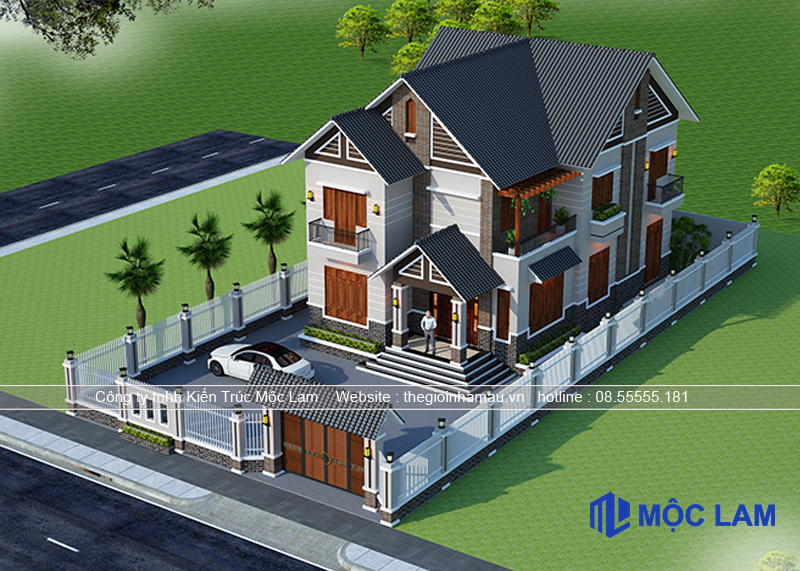 Mẫu Thiết Kế Biệt Thự 2 Tầng Mái Thái
