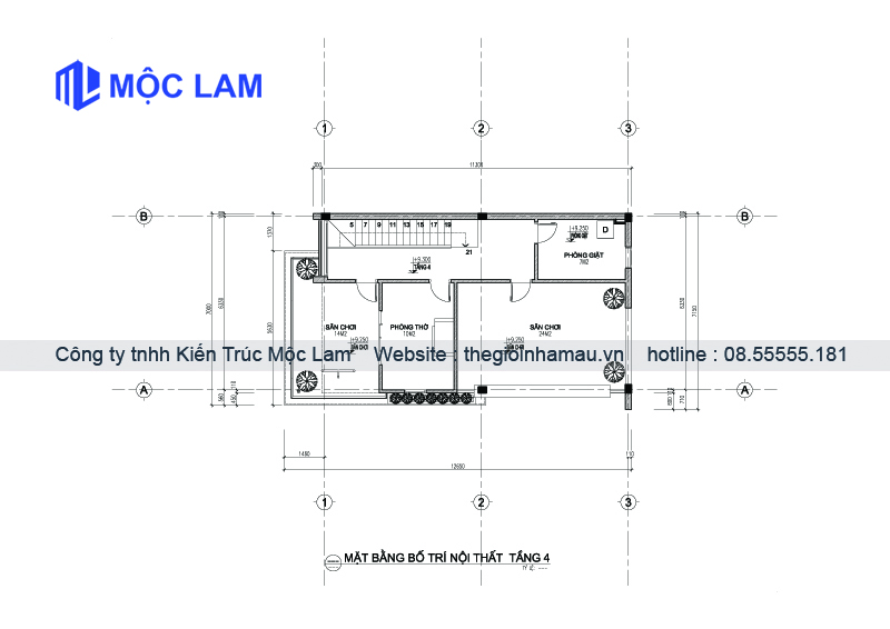 Mặt Bằng Biệt Thự Phố 4 Tầng Đẹp