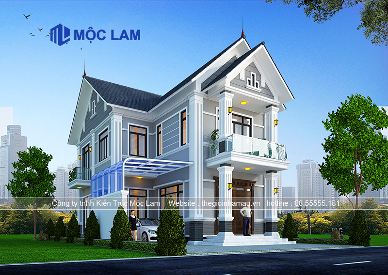Mẫu Thiết Kế Biệt Thự Mái Thái 2 Tầng Tân Cổ Điển